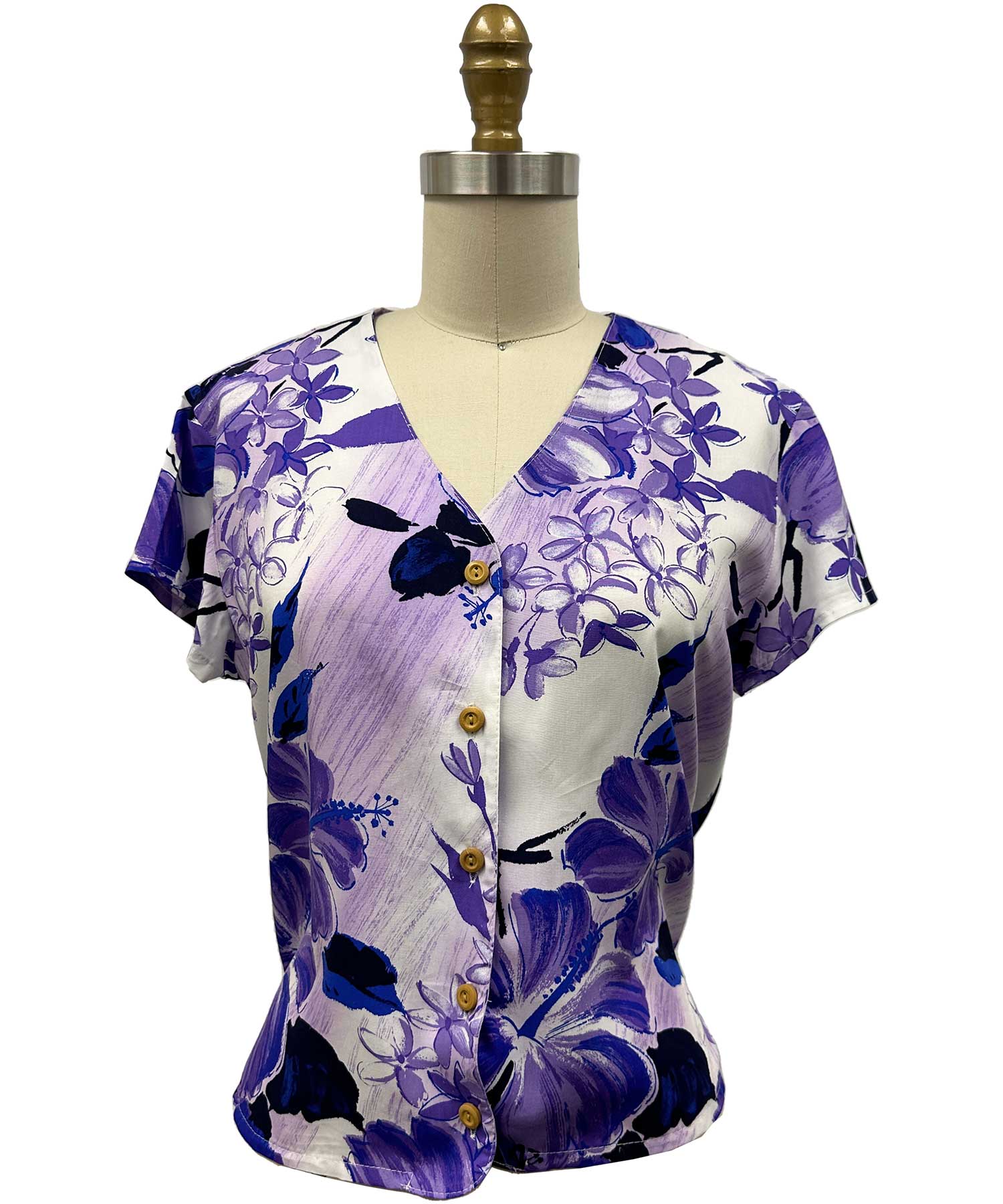 Women's Purple Hawaiian Shirts with Hibiscus Flowers