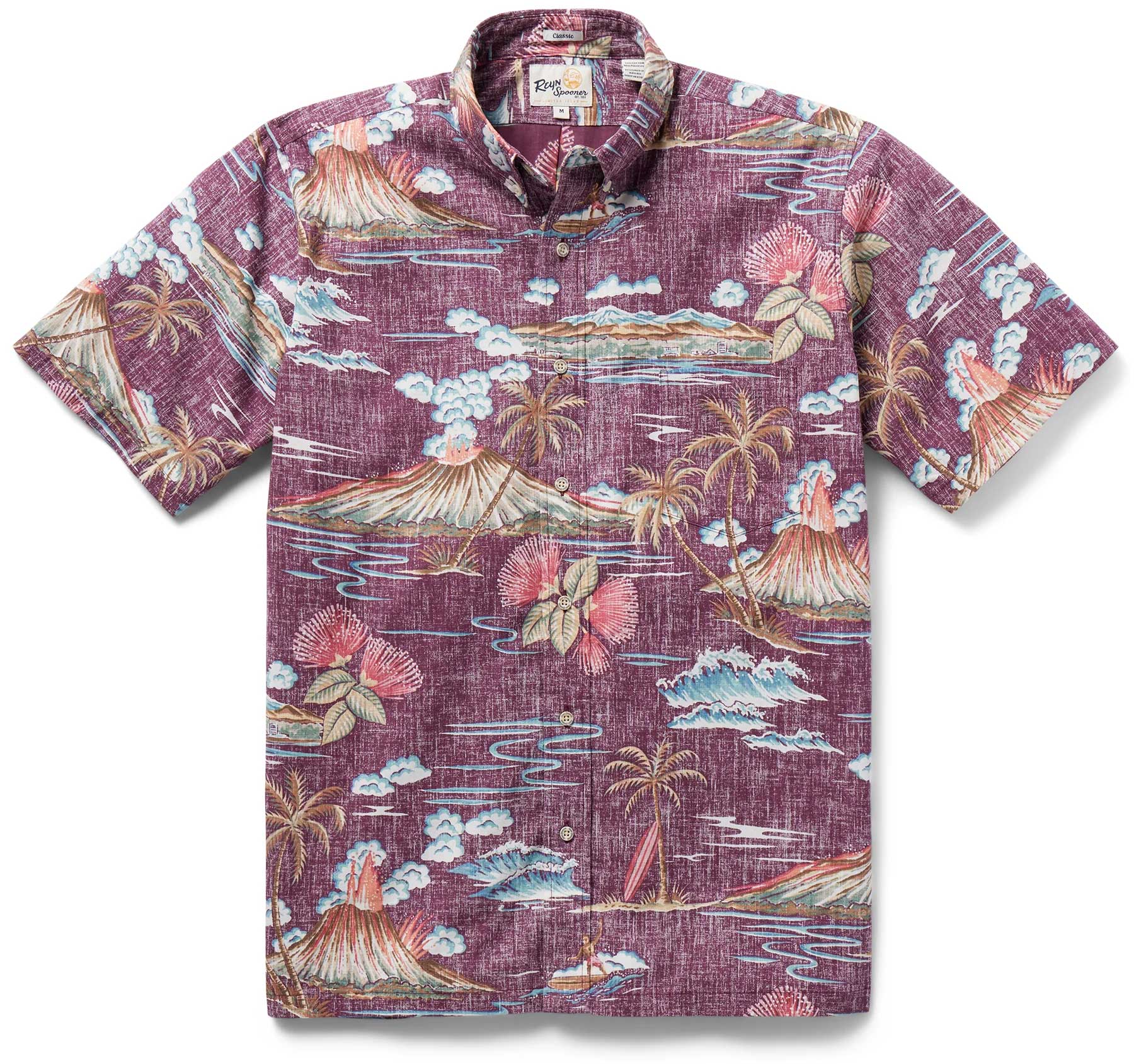 Reyn Spooner Big Island Glory - Eggplant | Aloha Shirt Shop 