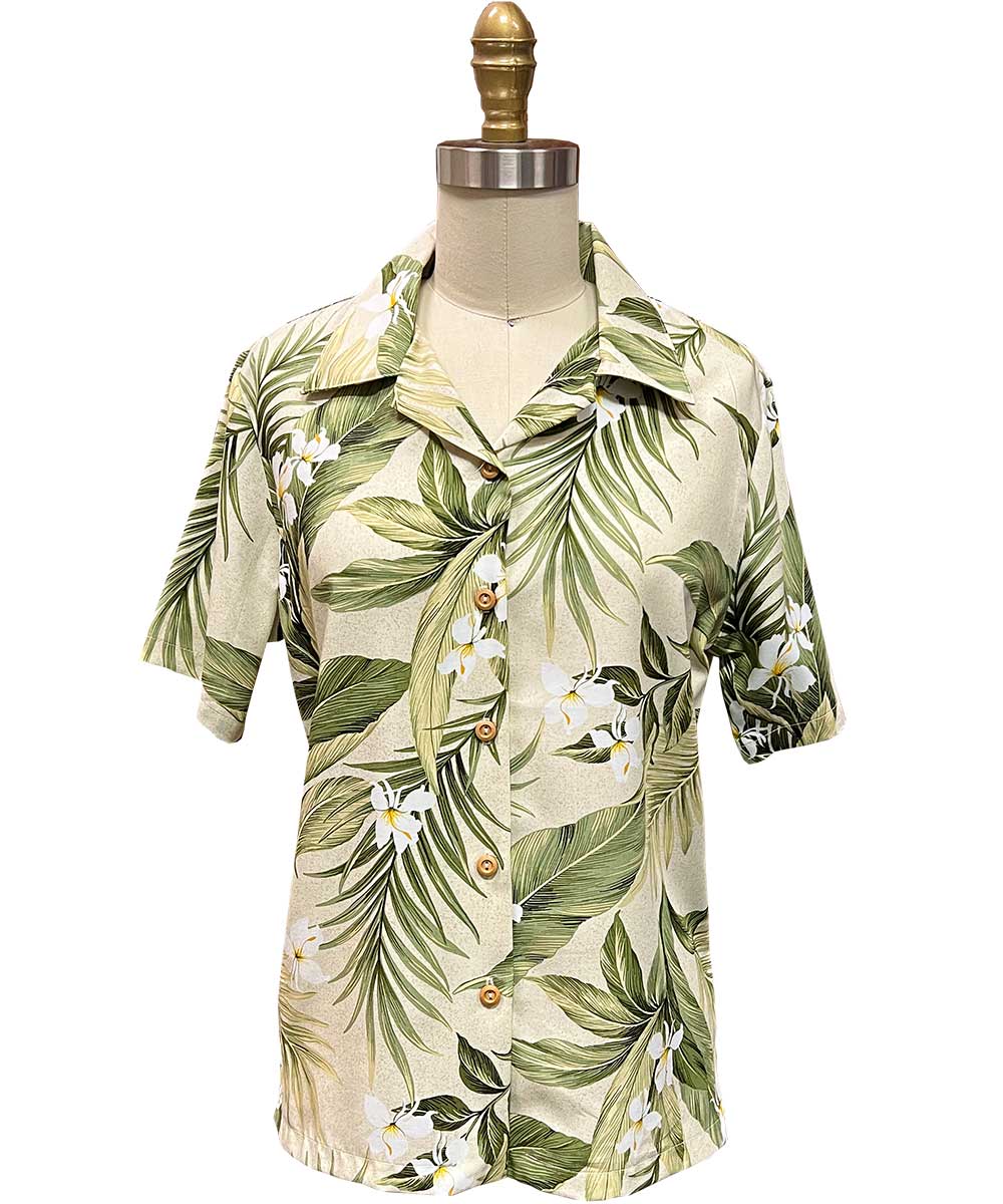 Paradise Found White Ginger Red Hawaiian Shirt X-Large