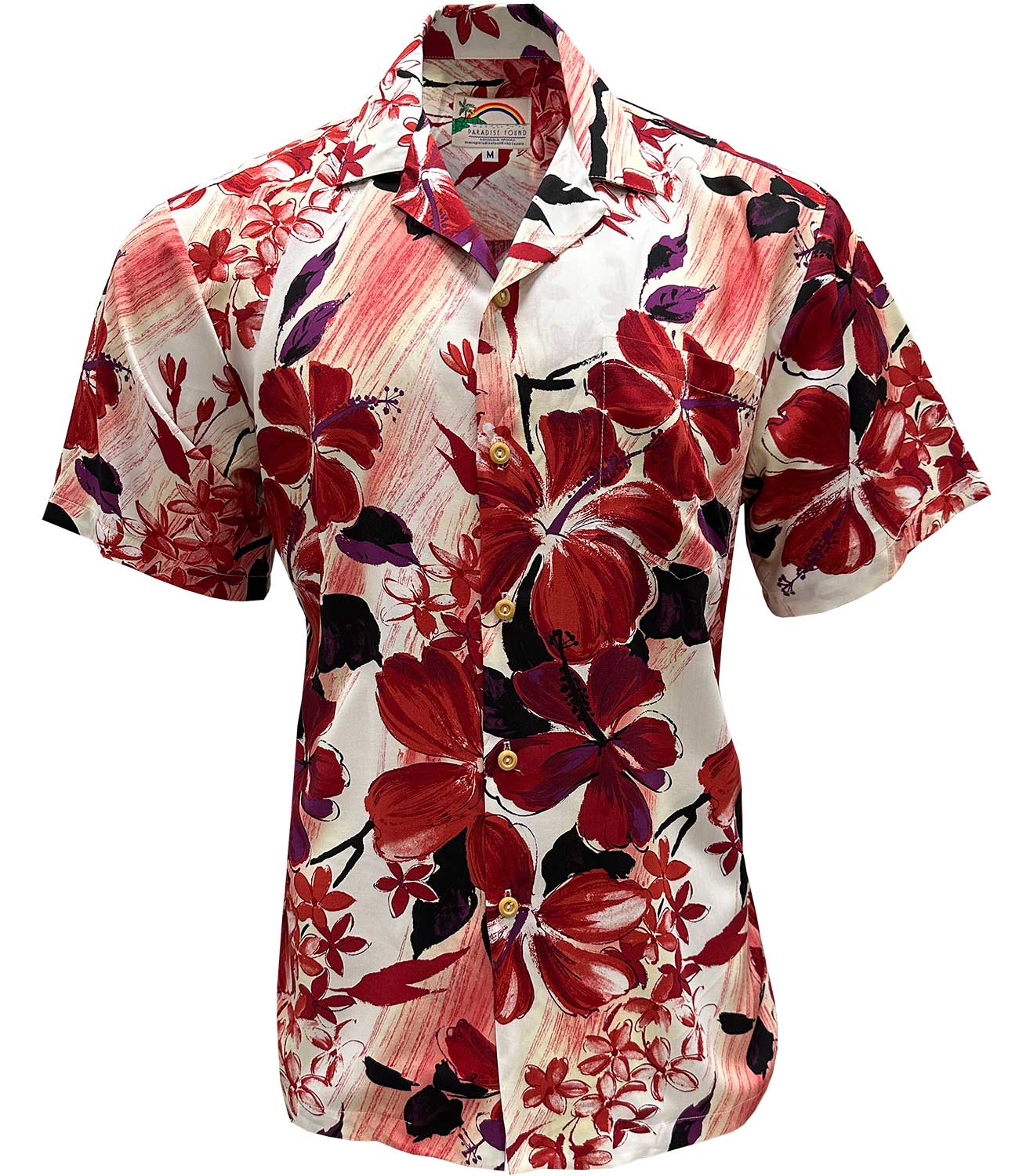 Paradise Found Watercolor Hibiscus Red Hawaiian Shirt