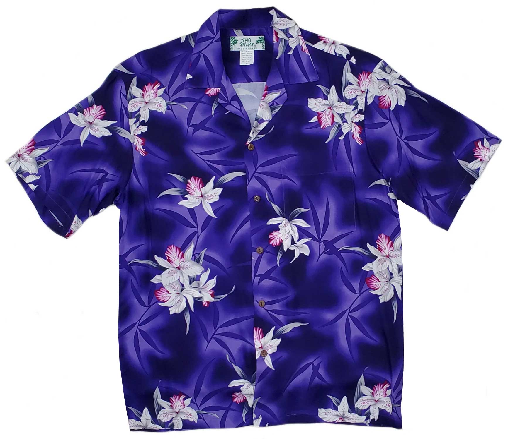 Two Palms Hawaiian Orchid Red Rayon Men's Hawaiian Shirt