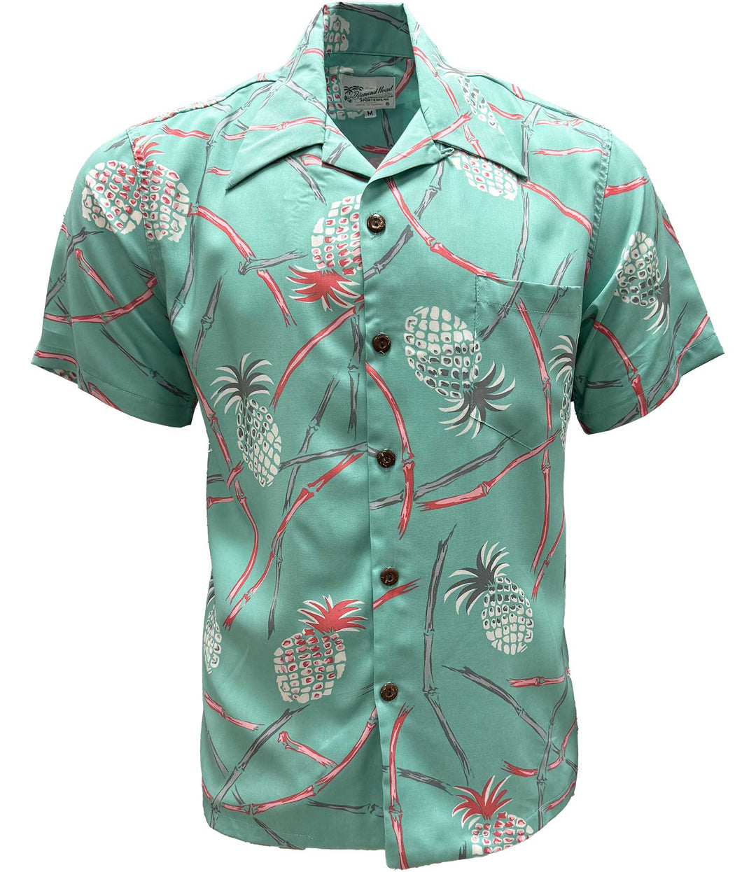 Diamond Head Sportswear Retro Pineapple Bamboo Sea Foam Men s Aloha Hawaiian Shirt 2XL