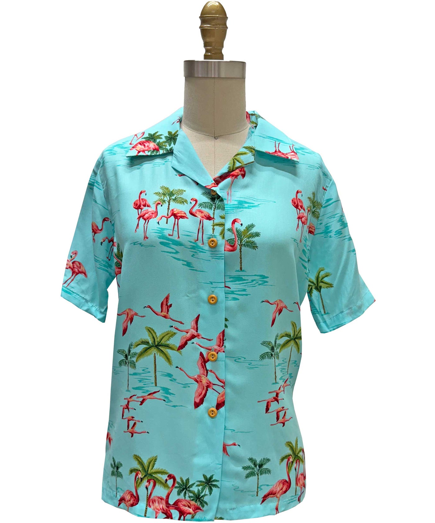 Ladies Fine Flamingos Lagoon Camp Shirt