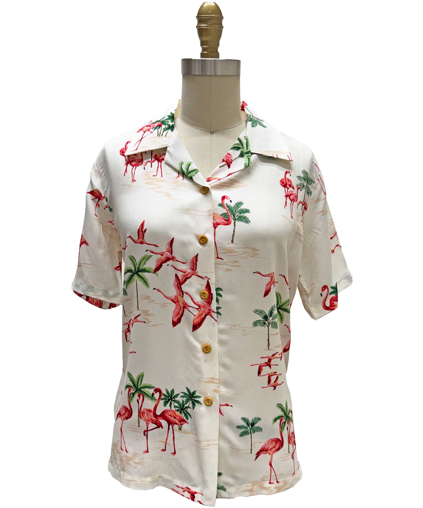 Ladies Fine Flamingos Sand Camp Shirt