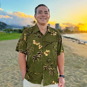 Retro Oasis Moss Aloha Shirt by Diamond Head Sportswear