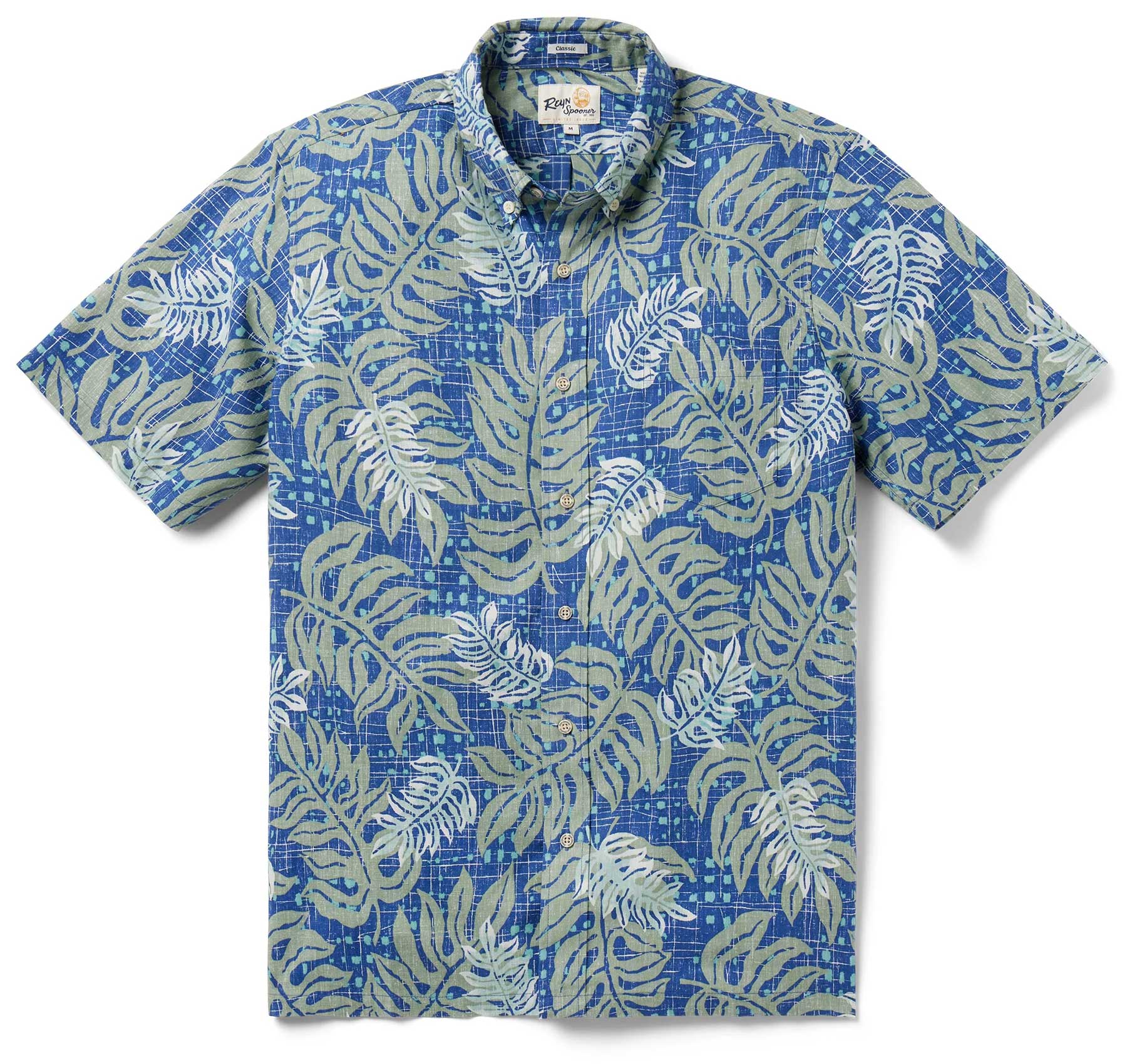 Reyn Spooner Monstera Modern - Blue | Aloha Shirt Shop