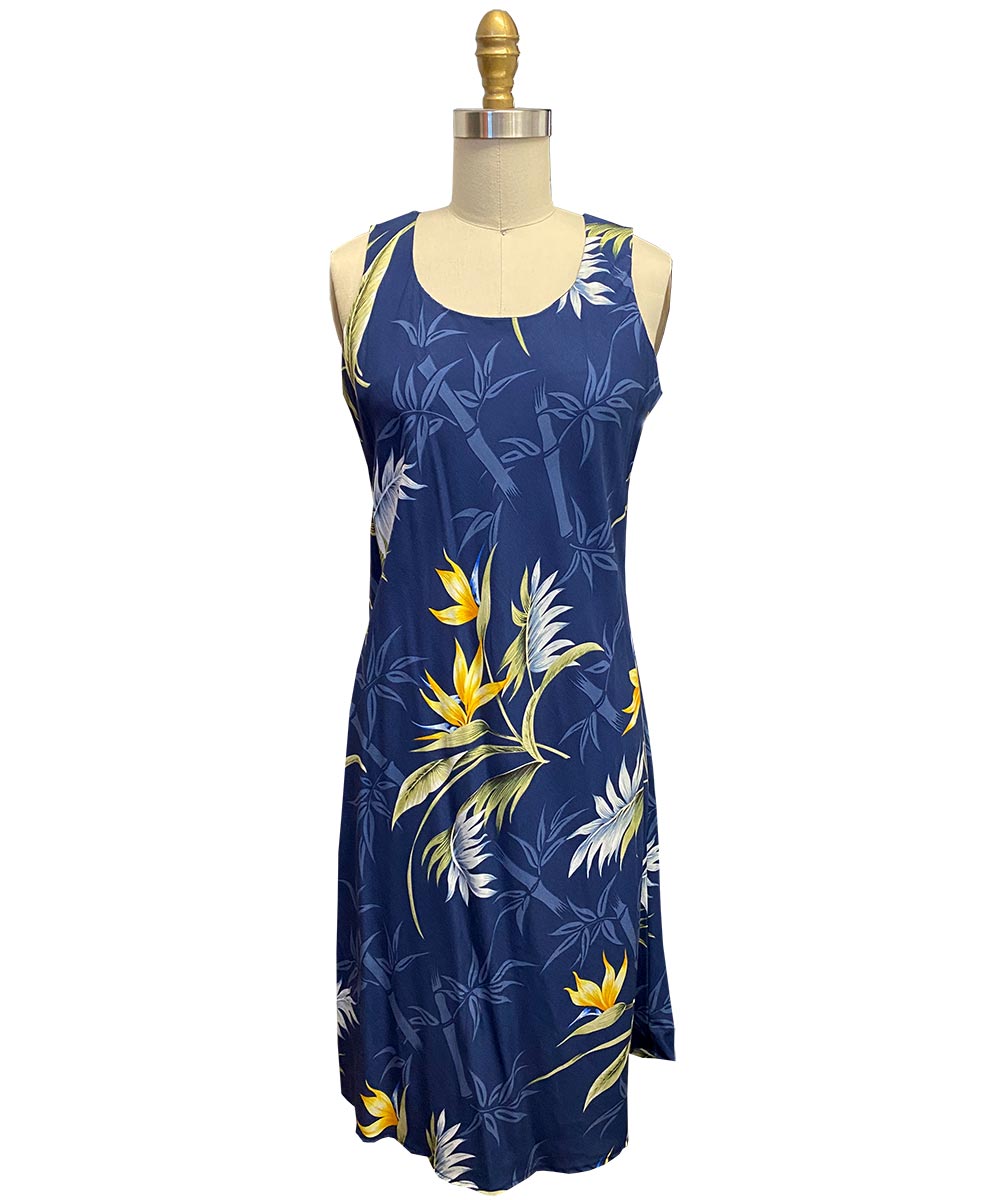 Paradise Found Ladies Bamboo Paradise Short Dress - Navy | Aloha Shirt Shop