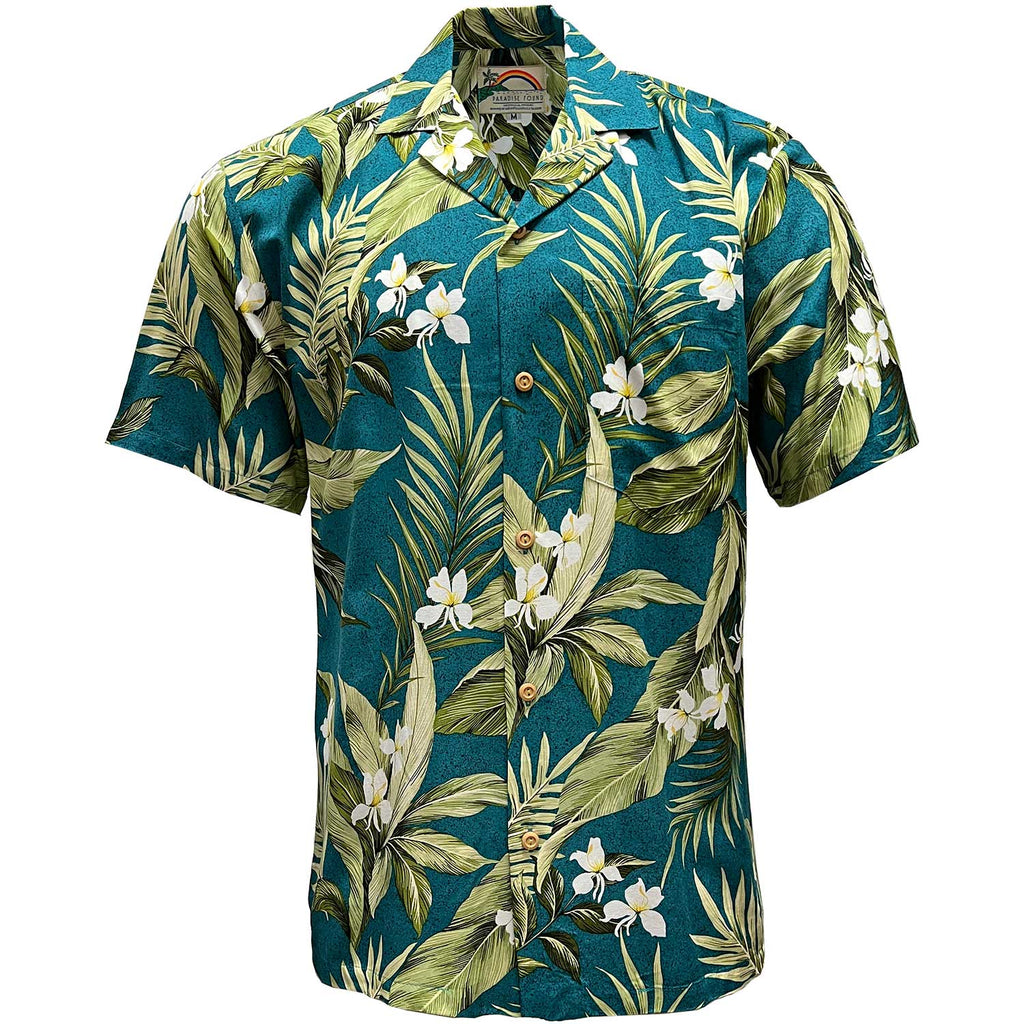 Paradise Found White Ginger Red Hawaiian Shirt X-Large