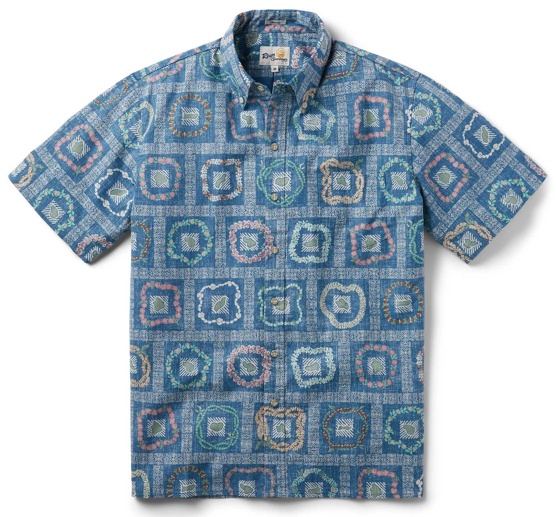 Reyn Spooner Island Lei - Captains Blue | Aloha Shirt Shop