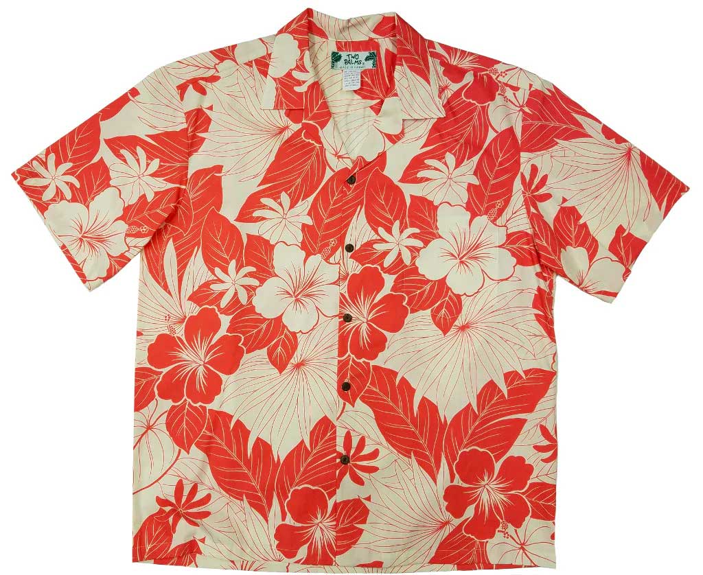 Two Palms Lanai - Coral | Aloha Shirt Shop