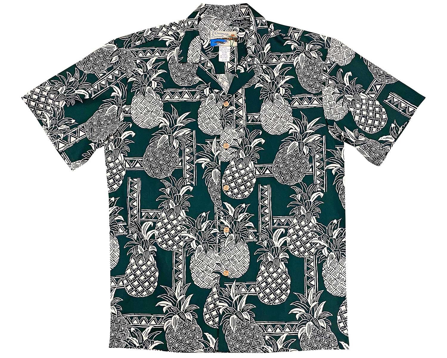 Waimea Casuals Tapa Pineapple Green | Aloha Shirt Shop